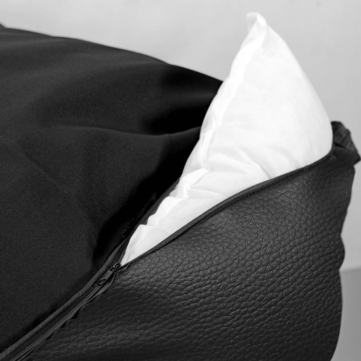 Pat pentru caini KingDog, din piele ecologica, 115 x 95 cm, negru - alb