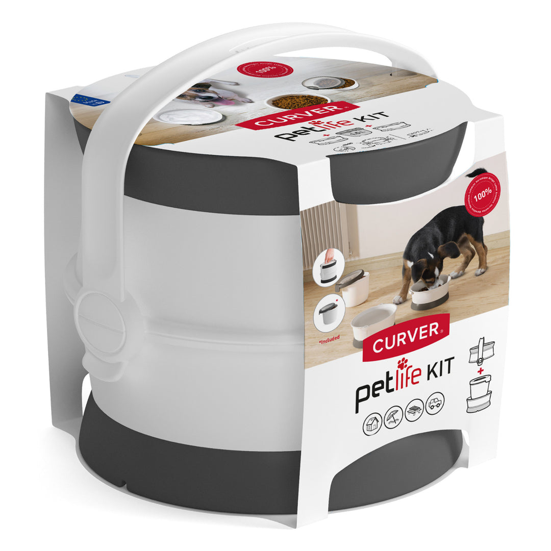 Recipient alimente pentru animale de companie, cu 2 boluri, plastic, 1.5 L
