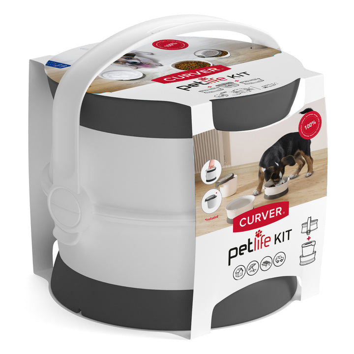 Recipient alimente pentru animale de companie, cu 2 boluri, plastic, 1.5 L
