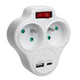 Priză electrică Maclean, prelungitor cu 2 prize și USB A/C 2,4 A, tip E, 2x16 A, MCE336 E