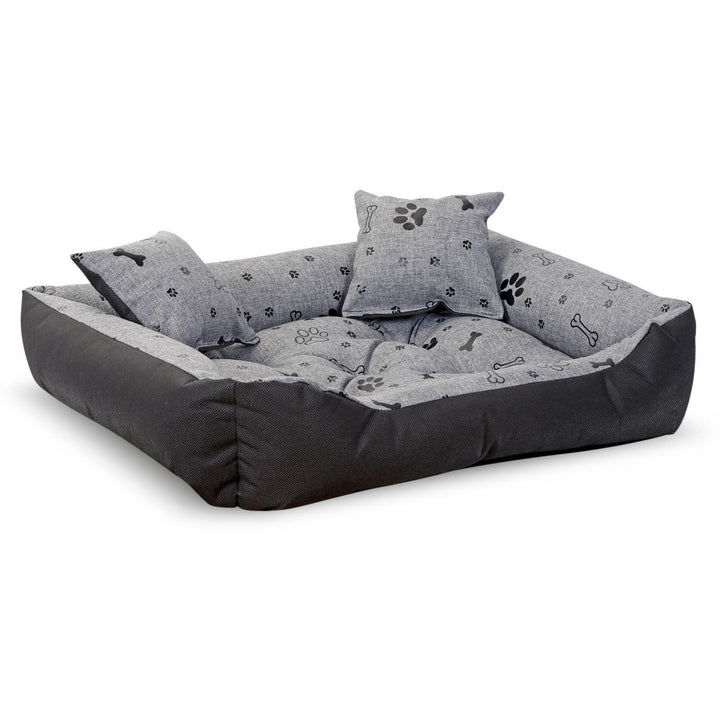 Pat pentru caini Aio Factory Bones, 100 x 75 cm, negru-gri
