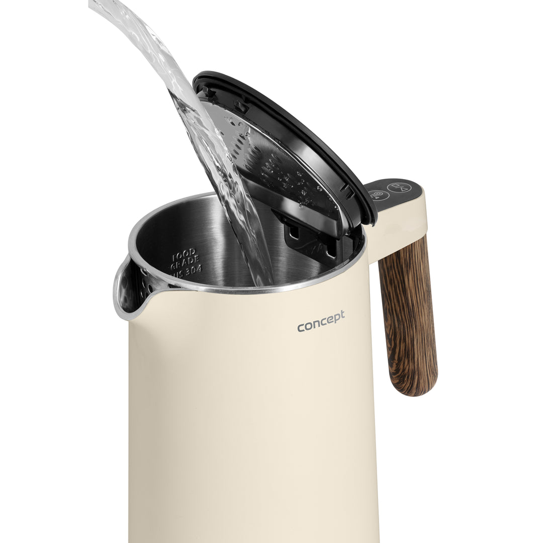 Concept Norwood RK3304 Ceainic din oțel inoxidabil cu control al temperaturii Keep Warm 1.5L 1850-2200W Culoare vanilie