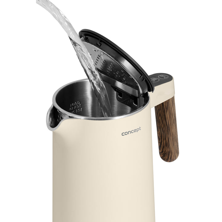 Concept Norwood RK3304 Ceainic din oțel inoxidabil cu control al temperaturii Keep Warm 1.5L 1850-2200W Culoare vanilie