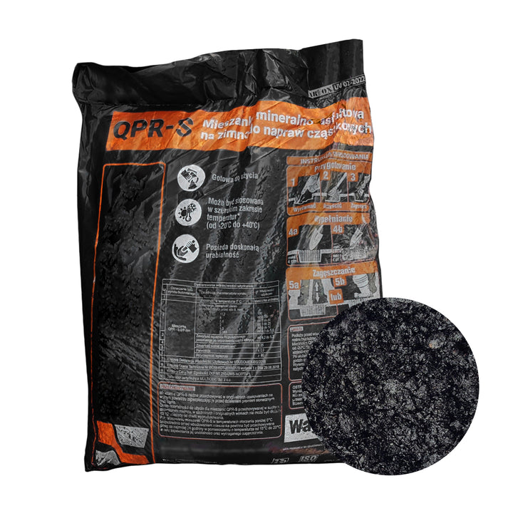 Budomex asfalt la rece, mixtură mineral-asfaltică, pentru repararea suprafeței drumurilor, 25 kg