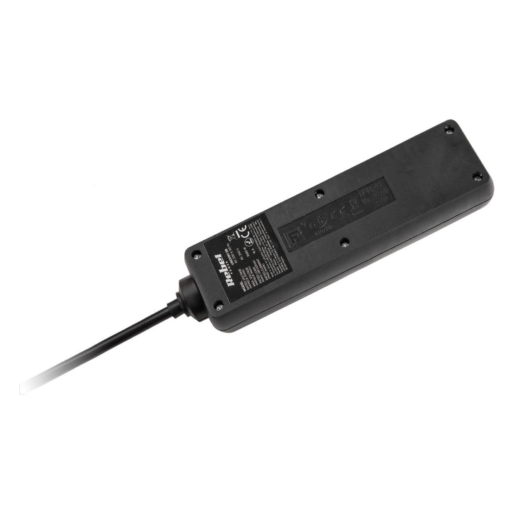 Prelingitor cu 3 prize 1,5m, Rebel, 1,5 m, cu comutator, negru, URZ3197-1.5