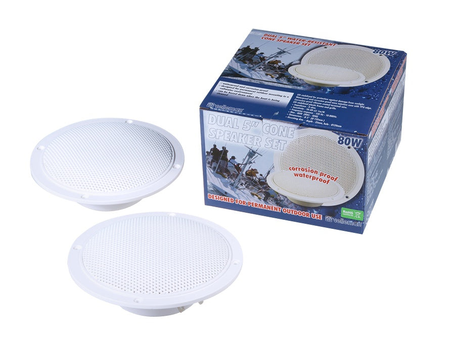 Difuzoare Velleman, plafon, 5", 80W, 8Ohm, rezistent la apă, 2 bucăți, VDSWPS5N