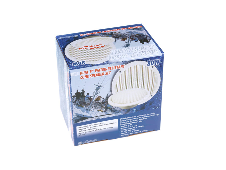 Difuzoare Velleman, plafon, 5", 80W, 8Ohm, rezistent la apă, 2 bucăți, VDSWPS5N