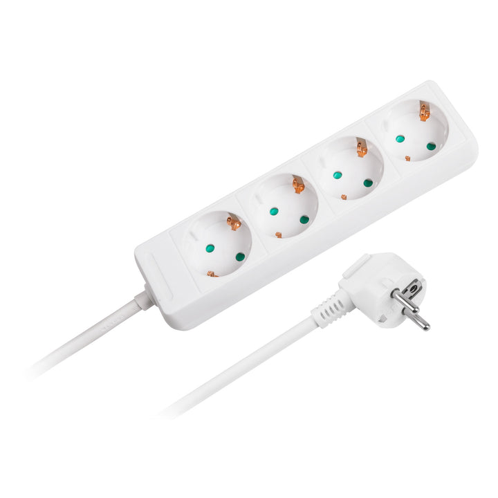 Cablu prelungitor alb Rebel 4 prize tip german, lungime 1,5m (3x1.0) fără întrerupător