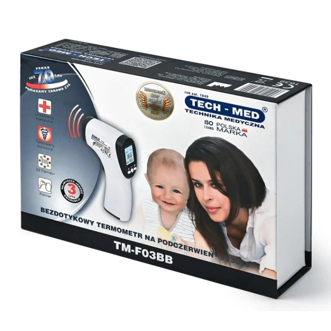 Termometru fără contact Tech-Med, afișaj LCD, memorie pentru 32 de rezultate, TM-F03BB