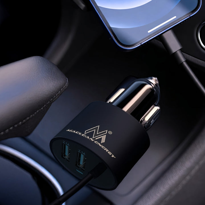 Încărcător auto Maclean, spirală Lightning, 2xUSB, 5.2A, 1.8m, MCE76