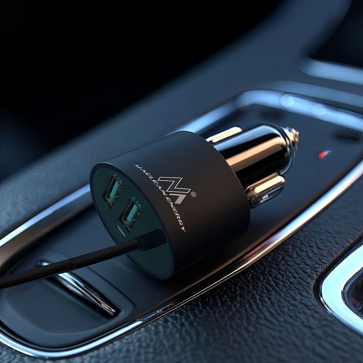 Încărcător auto Maclean, spirală Lightning, 2xUSB, 5.2A, 1.8m, MCE76