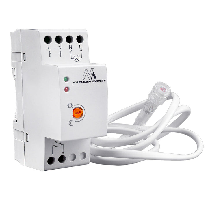 Întrerupător de amurg Maclean, șină DIN, cu sondă externă, 220-240V/AC, 50Hz, 20A, MCE83