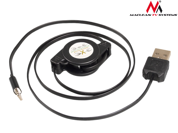 USB-lightning 8P negru cablu retractabil Maclean MCTV-731