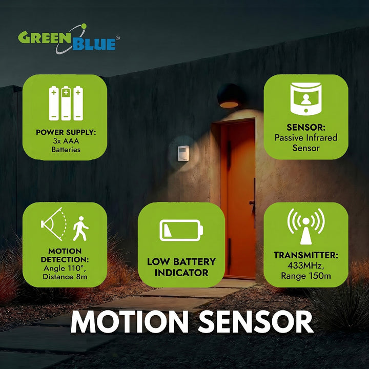 GreenBlue GB3400 Alarmă fără fir senzor de mișcare independent