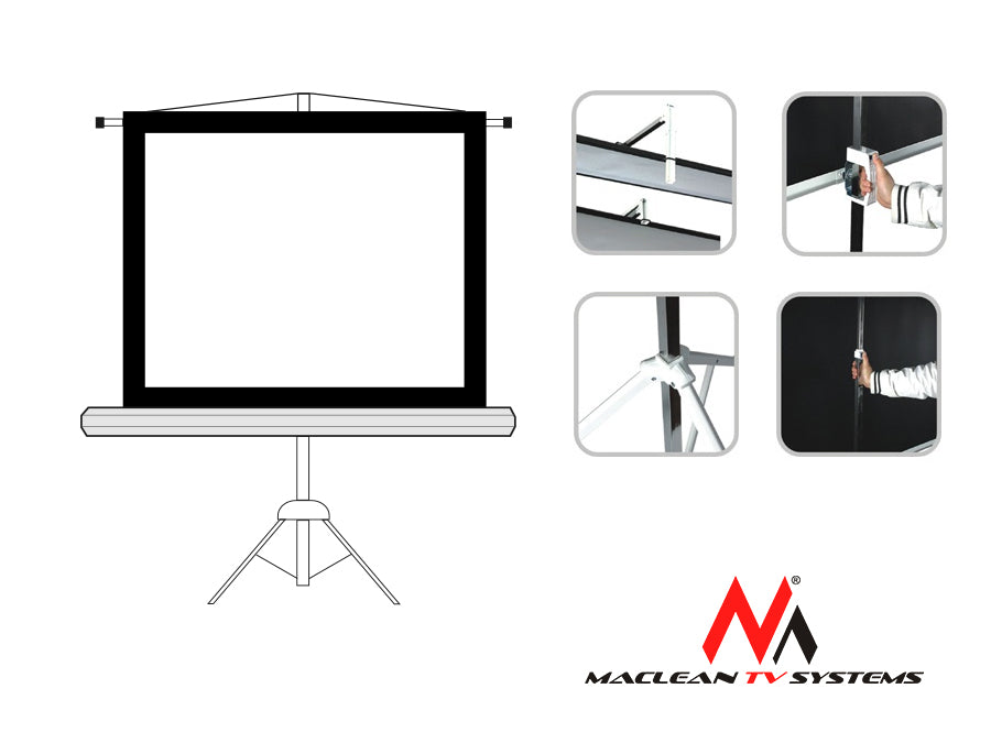 Ecran de proiecție pe suport 112", 1:1, 200x200 Maclean MC-680
