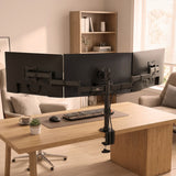 Suport de birou Maclean pentru 3 monitoare LCD, cu braț dublu, VESA 75x75 și 100x100, 13"-27", 8 kg, MC-691