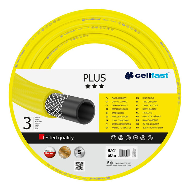Furtun de grădină durabil cu 3 straturi Cellfast Plus 3/4" 50m
