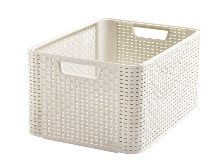 Coș cu bucluc, multifuncțional, cu capac, crem, Rattan Style L