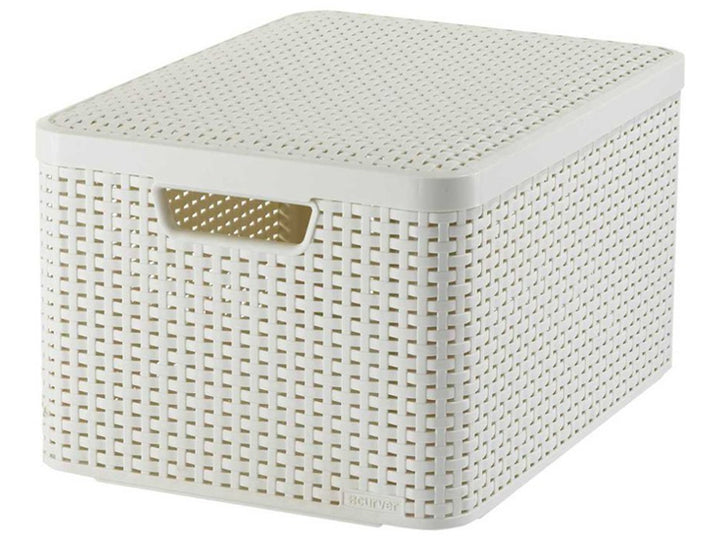 Coș cu bucluc, multifuncțional, cu capac, crem, Rattan Style L