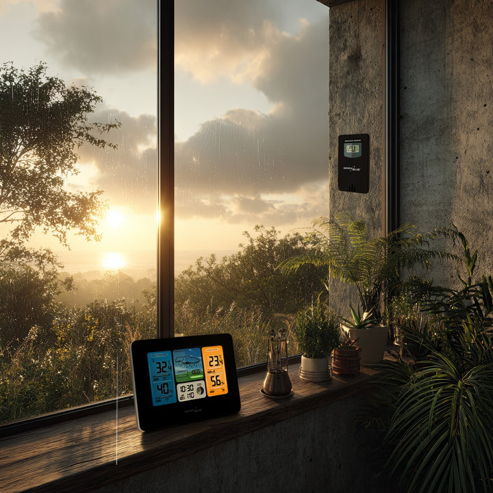 Statie meteo GreenBlue, WiFi, GB522, negru, senzor de temperatură, Display LCD IPX4