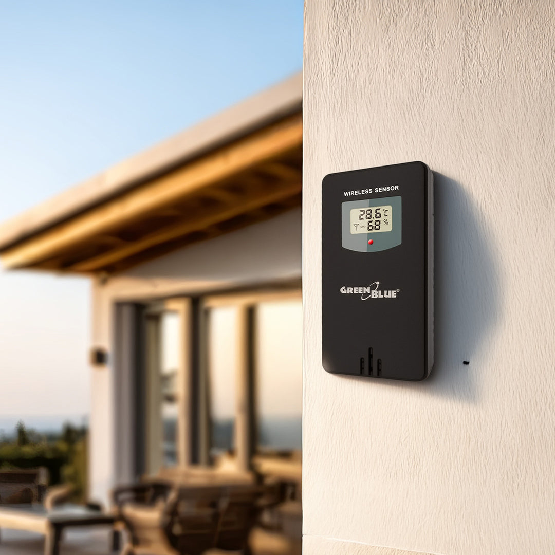 Statie meteo GreenBlue, WiFi, GB522, negru, senzor de temperatură, Display LCD IPX4