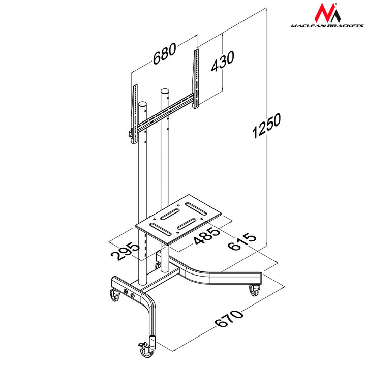 Stand TV Maclean, profesional, pe roți, max 32-65", max 40kg, MC-739