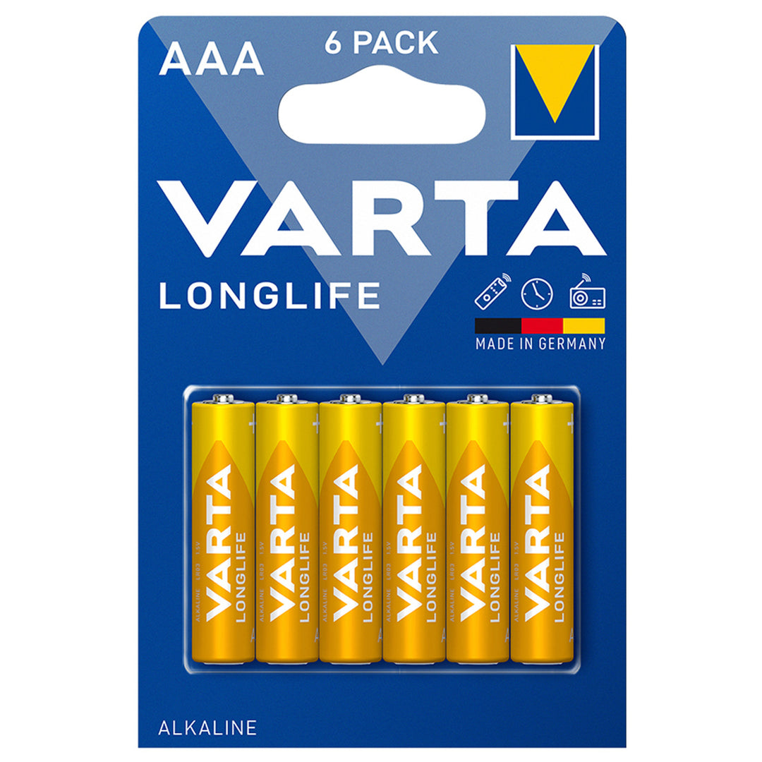 6 baterii R-03 LR03 AAA de 1,5 V alcaline Longlife Varta