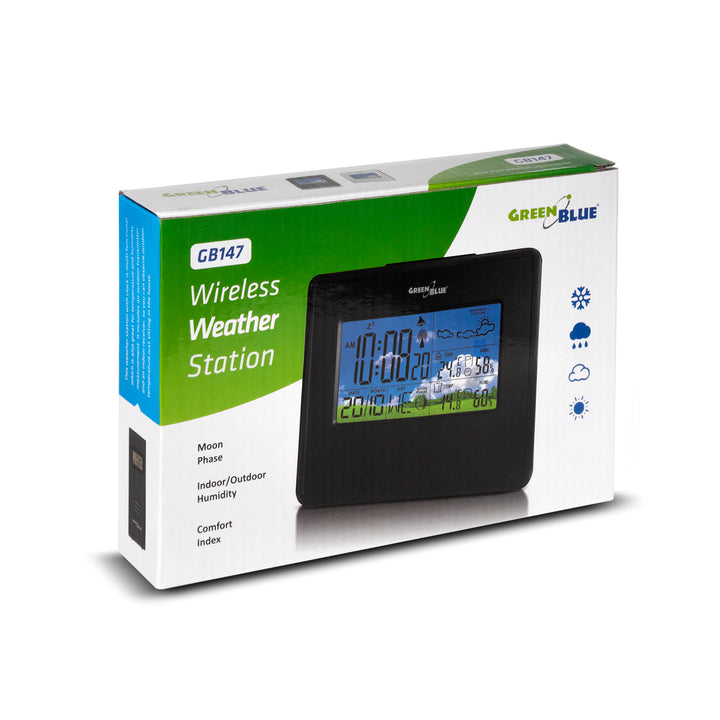 Stație meteo wireless IN/OUT temperatură umiditate faza lunii GreenBlue GB147W alb