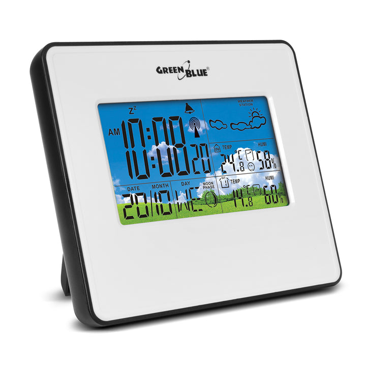 Stație meteo wireless IN/OUT temperatură umiditate faza lunii GreenBlue GB147W alb