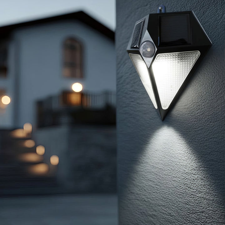 Lampă cu LED-uri Maclean, solară, montată pe perete, cu detector de mișcare, 6 LED-uri, 2x solar, MCE168