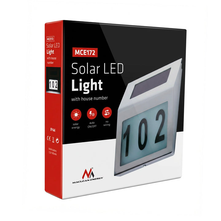 Maclean Energy MCE172 Lampă solară cu LED-uri cu număr de casă