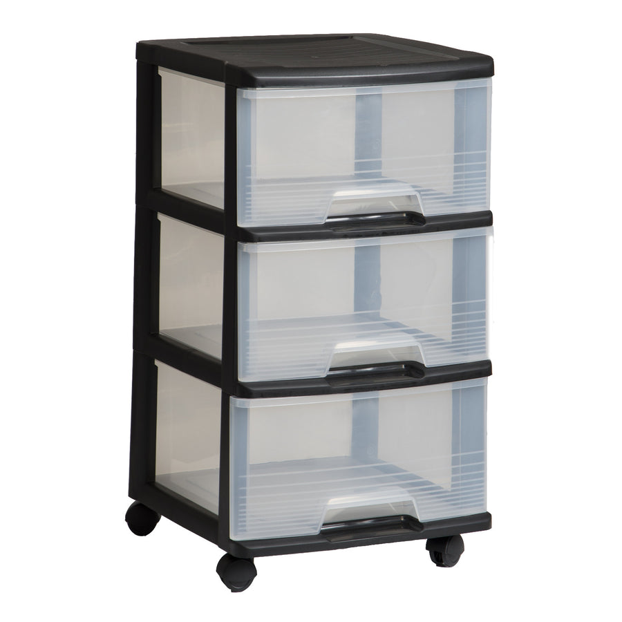 Raft pe roți Curver, culoare negru, 3 sertare transparente de 20 l, roți, 214754