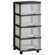 Raft pe roți Curver, culoare negru, 4 sertare transparente de 20 l, roți, 214756