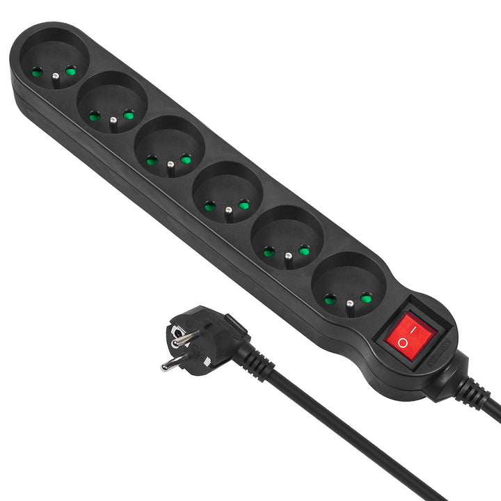 Maclean Energy power strip MCE188 Cablu prelungitor cu 6 prize cu întrerupător