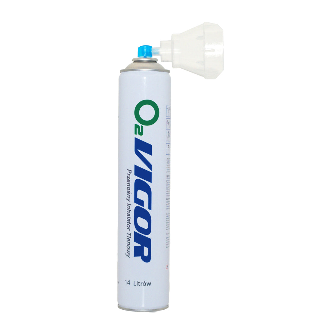 Inhalator cu oxigen pana la 99,4% in spray este de 14 litri de oxigen concentrat intr-o cutie mica
