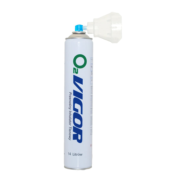 Inhalator cu oxigen pana la 99,4% in spray este de 14 litri de oxigen concentrat intr-o cutie mica