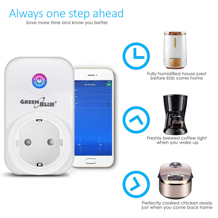 Priză inteligentă GreenBlue GB155G WiFi poate fi operată prin intermediul unei aplicații iOS sau Android