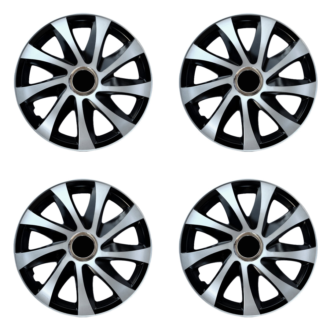 Capace de butuci universale 16" NRM DRIFT Extra argintiu/negru 4 bucăți