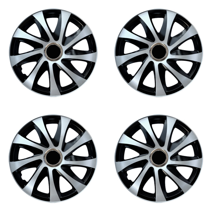 Capace de butuci universale 16" NRM DRIFT Extra argintiu/negru 4 bucăți