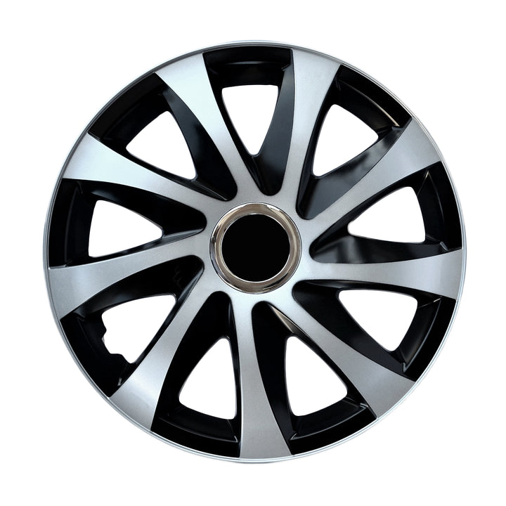 Capace de butuci universale 16" NRM DRIFT Extra argintiu/negru 4 bucăți