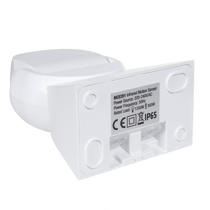 Detector de mișcare Maclean PIR, infraroșu, IP65, alb, rază de acțiune 12m, MCE201W