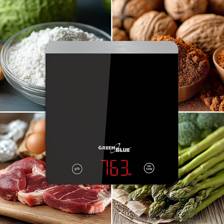 Cantar digital de bucatarie LED, negru, GreenBlue GB171 min 1g max 5000g