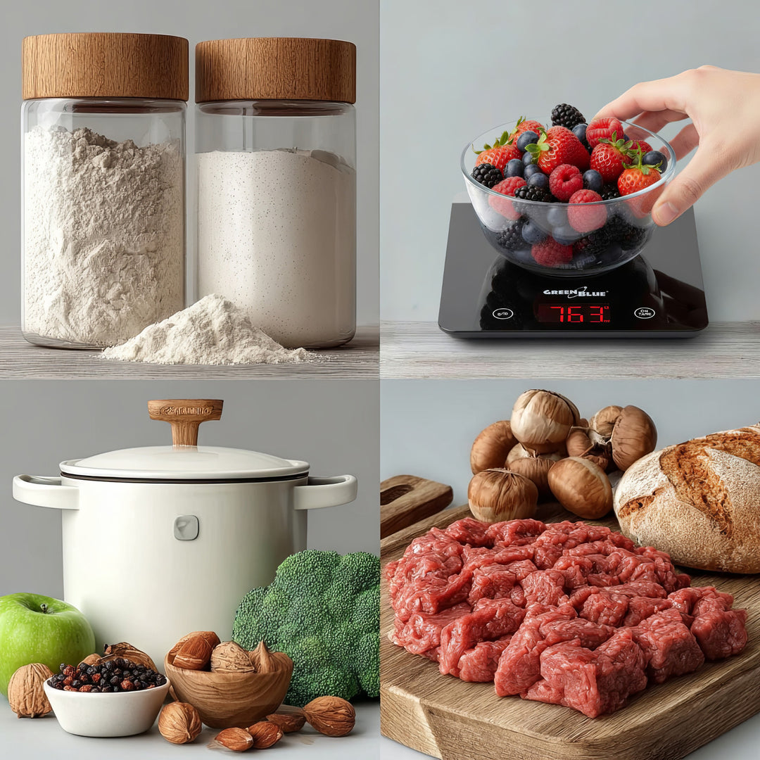 Cantar digital de bucatarie LED, negru, GreenBlue GB171 min 1g max 5000g