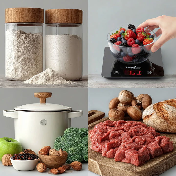 Cantar digital de bucatarie LED, negru, GreenBlue GB171 min 1g max 5000g