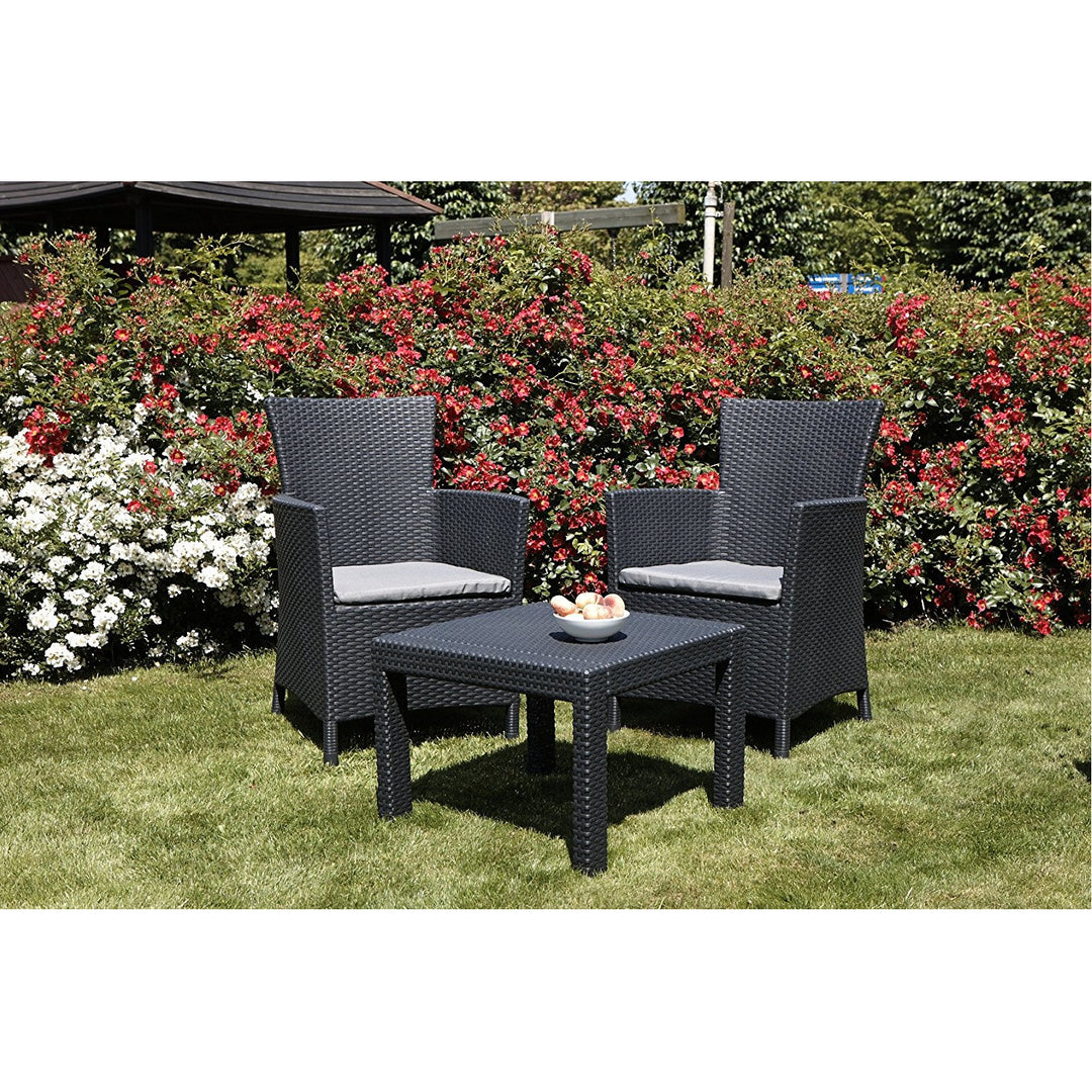 Set mobilier de grădină 3 elemente Rosario grafit imitație rattan-tricot Curver