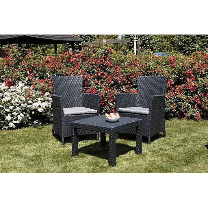 Set mobilier de grădină 3 elemente Rosario grafit imitație rattan-tricot Curver