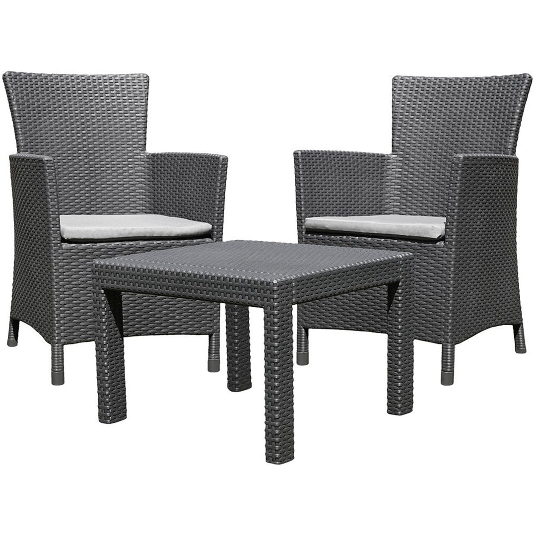 Set mobilier de grădină 3 elemente Rosario grafit imitație rattan-tricot Curver