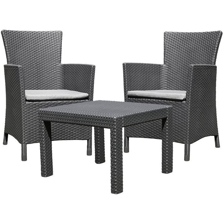 Set mobilier de grădină 3 elemente Rosario grafit imitație rattan-tricot Curver