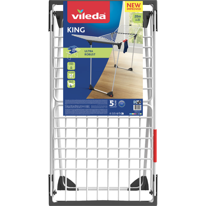 Uscător de rufe vertical Vileda King cu bare groase din aluminiu
