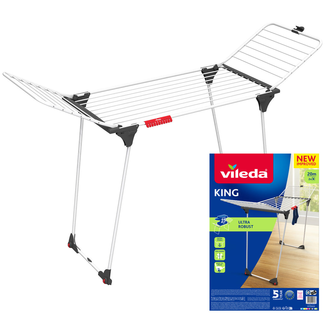Uscător de rufe vertical Vileda King cu bare groase din aluminiu